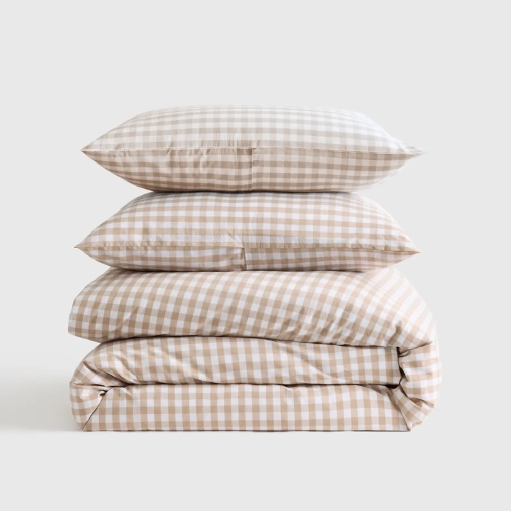 Quince Organic Cotton Gingham Duvet Cover Set for King / Cal King with 2 Shams